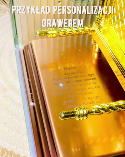 Forgyldt Replika af Pagtens Ark – Dekorativ Ark Statue i Kobber i Størrelse XL 28x15.6x20 cm