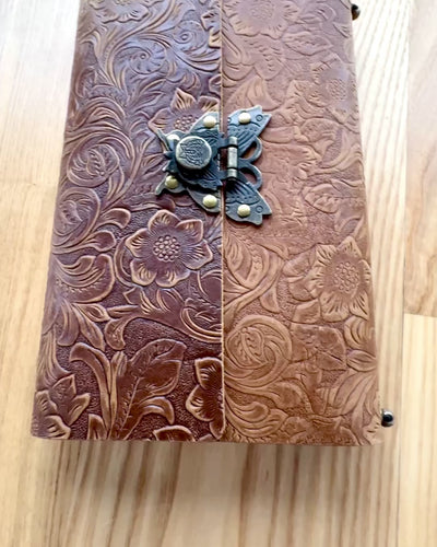 Luksuriøs Retro Notesbog med Læderomslag - "Vintage Elegance", 480 sider, mulighed for personlig gravering