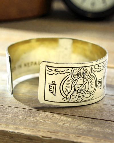 Tibetansk messingarmbånd De fem Buddhaer – spirituel beskyttelse