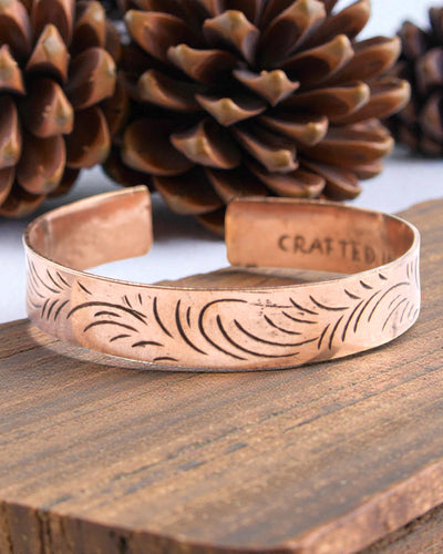 Tibetansk kobberarmbånd Tribal Flow – brede slyngninger
