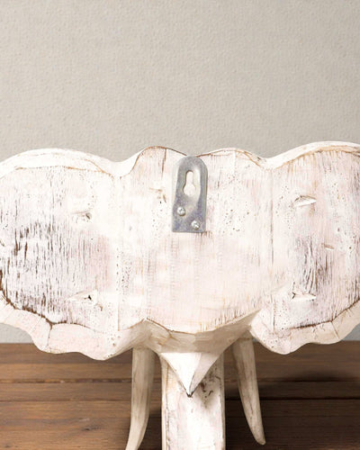 Stort elefanthoved 29x26 cm – Hvid og guld