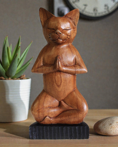Katteskulptur – Yoga 3 Lotusblomst 30 cm