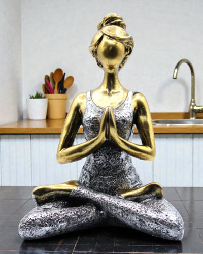 Kvindefigur 24 cm – Yoga guld-sølv klassik