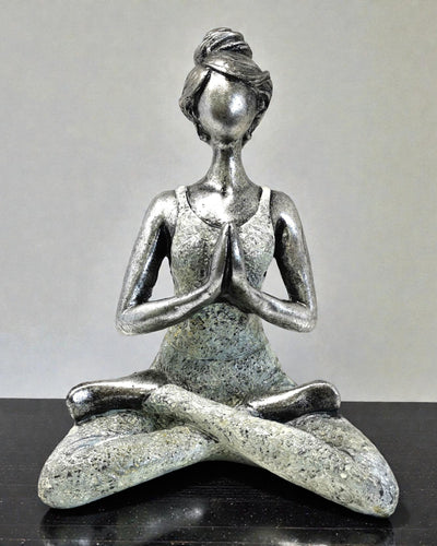 Kvindefigur 24 cm – Yoga Sølv-Hvid Renhed